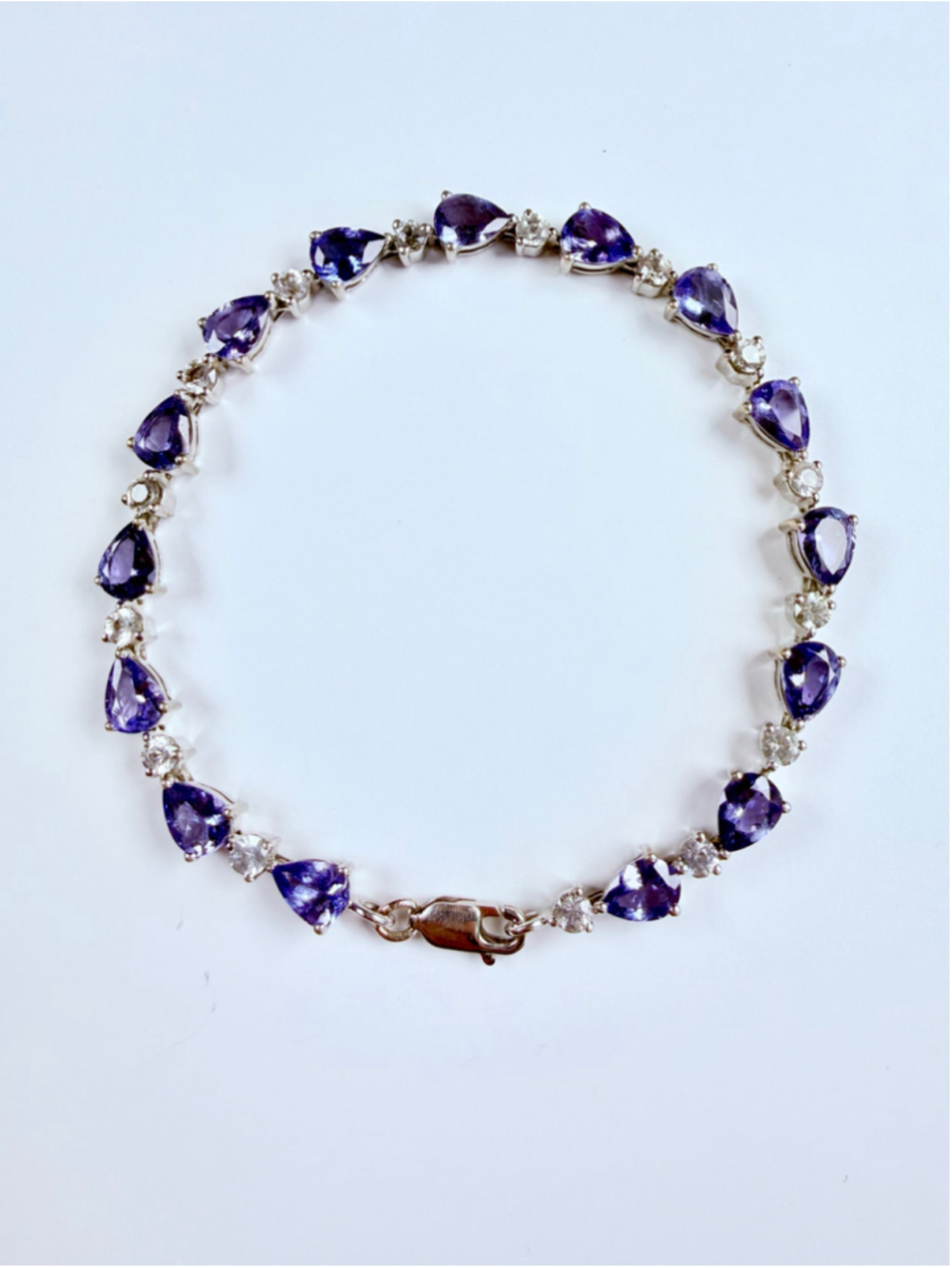 Fine 5.25 CT Catalina Iolite & 1.5 CT Topaz 925 Sterling Silver Tennis Bracelet